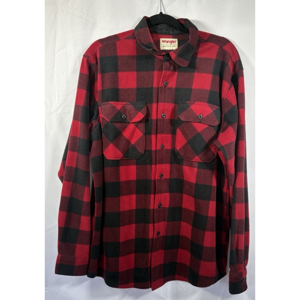 Wrangler Flannel Shirt Size L Heavy Plaid Button Up